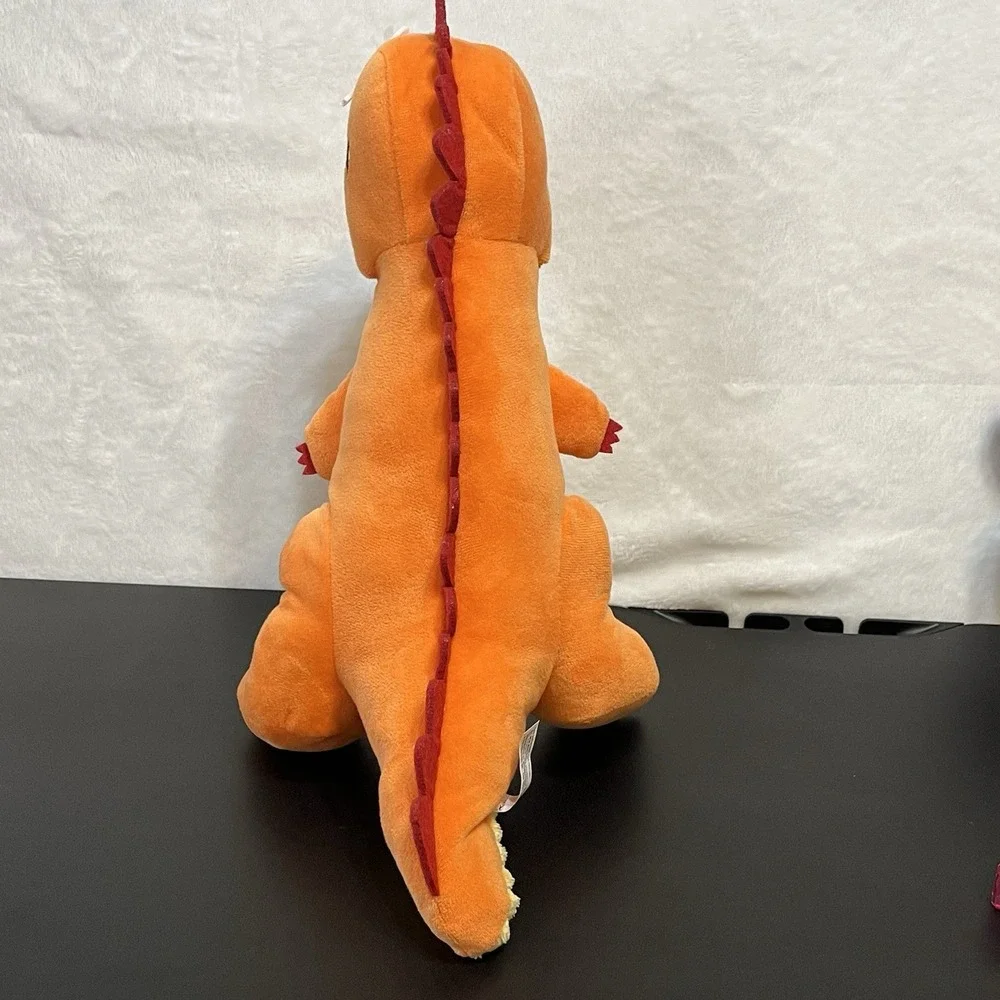 Dog Toy T-Rex Dinosaur Plush Crinkle Tail Stuffed Animal Toy Orange Red 15